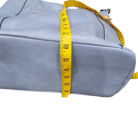 LeMiel Vegan Leather Blue 15" x 16" tote Shoulder Bag - Picture 10 of 12